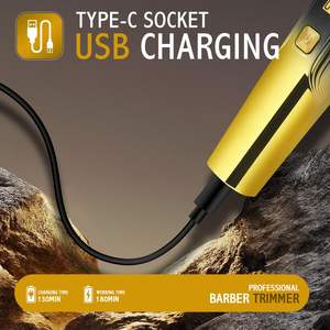 Tondeuse à barbe professionnelle sans fil rechargeable, 2 vitesses, alimentation USB, lame en céramique en métallurgie des poudres - Product Image 6