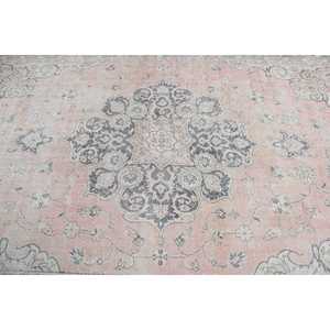 Tapis turc, grand tapis de 6,6 x 10,3 pieds, tapis vintage en laine abstrait rose - Product Image 5