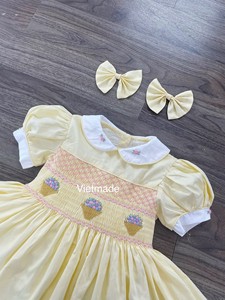ชุดเดรสเด็กผู้หญิงแบบสั่งทำพิเศษ ลายปักมือสีเหลือง สำหรับฤดูใบไม้ร่วง ชุดเดรสเด็กทารกผ้าฝ้าย 100% ชุดเดรสเด็กผู้หญิง ODM - Product Image 3