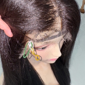 Fermeture Lace Perruque Haute Qualité Super Double Cheveux Dessinés Yaki Texture Droite Couleur Naturelle Perruques De Cheveux Humains Vietnamiens - Product Image 5