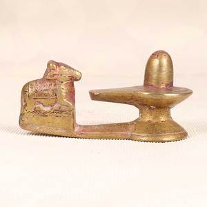 Estatua de estatuilla hecha a mano de latón indio Nandi y Shiva Lingam para decoración del hogar, artículos de regalo para habitación de oración - Product Image 2