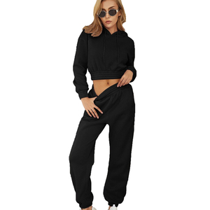 Chándal largo de dos piezas de lana unisex de talla grande con capucha y logotipo personalizado, chándal para correr, entrenamiento, fitness, sólido, informal de invierno - Product Image 5