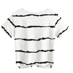 Novedad de verano, camiseta personalizada lavada de algodón 100% en blanco, camiseta de gran tamaño con lavado ácido liso de alta calidad, camiseta recortada para mujer - Product Image 5