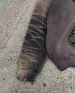 Custom Sunfaded cremallera French Terry Streetwear funcional ácido lavado hombres remache peso pesado Rhinestone Sudadera con capucha - Product Image 5