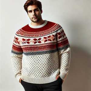 Pulls pour hommes en tricot personnalisé, logo personnalisé, jacquard, automne-hiver, grande taille, respirant, vente en gros, services OEM ODM - Product Image 4