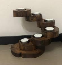 Porte-bougie chauffe-plat pour la maison, les mariages et les festivals, porte-bougie décoratif de couleur marron, design moderne, porte-bougie en bois unique - Product Image 2