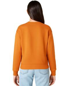 Sudadera de cuello redondo para mujer en tejido polar naranja liso, impresión de logotipo personalizado OEM, ropa informal para mujer, sudaderas suaves en venta - Product Image 4