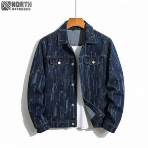 2025 nouveauté hiver mode Streetwear Denim veste de haute qualité conception personnalisée hommes déchiré bouton avant Denim veste - Product Image 1