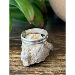 Navajo Handmade Sterling <b>Silver</b> Band <b>Rings</b> Ethereal Fine Jewelry with <b>Garnet</b> Inlay for Everyday Wear or Meditation - Product Image 3