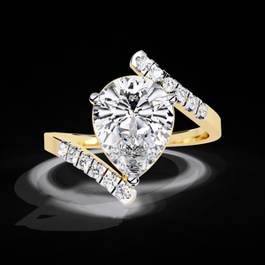 Anillo de Diamante Cultivado en Laboratorio con Certificación IGI de 2.50 Quilates, Corte Pera, con Banda de Oro Trenzada, Regalo de Compromiso - Product Image 1