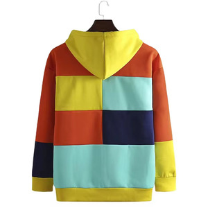 Patchwork de couleurs multicolores dernier design hommes hip hop streetwear pull unisexe décontracté à capuche avec poche kangourou - Product Image 2