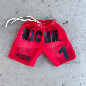 Fabricant personnalisé de shorts noirs unis pour hommes unisexe délavés à l'acide 100% coton Running Joggers French Terry Basketball Shorts - Product Image 5