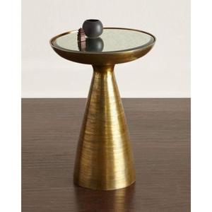 Modern Industrial Style Round Metal and <b>Glass</b> <b>Side</b> <b>Table</b> for Home Living Room and Bedroom Outdoor-Friendly - Product Image 6