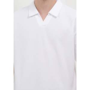 100% blanc de qualité supérieure pour Polo pour hommes à manches courtes col en v coton Polyester éponge solide OEM/ODM en gros blanc - Product Image 4