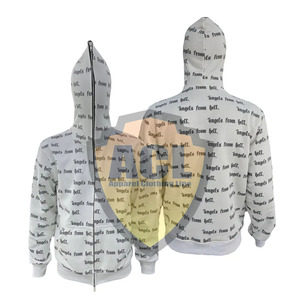 Custom Men's Full Face Zip up Hoodie All Over Print <b>Sweatshirt</b> Streetwear Full Letter Printing Hip Hop Casual Hoodies - Product Image 1