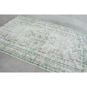พรมตุรกี 5.4x8.3 ฟุต สีเขียวขาว พรมขนสัตว์โมร็อกโกแบบวินเทจ - Product Image 3