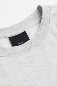 <b>Men's</b> Light <b>Grey</b> Marl Full Sleeve Rib Trimmed Cotton Polyester <b>Sweatshirt</b> Loose Fit Dropped Shoulder Bland T-shirt Jacket Winter - Product Image 2