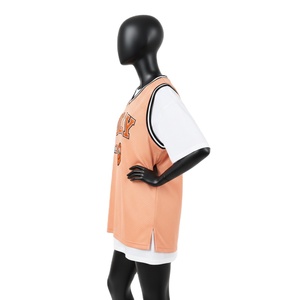 Camiseta de Baloncesto para Mujer, Transpirable, de Malla de Poliéster, con Panel en Contraste Naranja, Logotipo Personalizado por Sublimación - Product Image 3