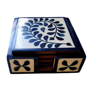 Ensemble de 4 sous-verres à thé et à café en incrustation d'os de nacre pour la décoration de la maison et du restaurant et de l'hôtel De fabricant indien - Product Image 5