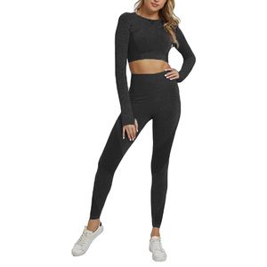 El último conjunto de Yoga de 2 piezas hecho a medida para mujer con mallas de cintura alta y ropa deportiva superior para gimnasio al por mayor - Product Image 1