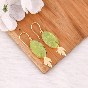 Nouveauté Boucles d'oreilles pendantes en opale verte bohème, vente chaude, plaqué argent, laiton, pour femmes, cadeaux, bijoux - Product Image 2