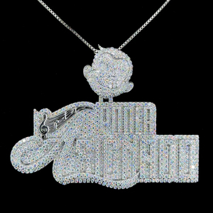 Precioso Colgante de Letra con Moissanita de Diseño Hip Hop, Plata 925, Cadena Completamente Engastada, Colgante de Moissanita Personalizado con Nombre - Product Image 2