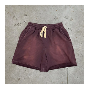 High Quality Eco-Friendly Quick Dry Streetwear Sweat for Wash Short for Women Custom Polyester 260 280 300 Gsm Raw Hem Draw - Product Image 5