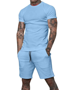Conjunto de verano para hombre, conjunto de pantalones cortos y camiseta a juego, ropa informal de dos piezas para gimnasio, ropa ligera y cómoda, diseño personalizado - Product Image 4