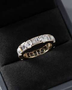 Bague de fiançailles/mariage vintage en or jaune 14 carats avec diamant de culture IGI/GIA, or blanc fin unisexe, pour anniversaire, digne d'une fête - Product Image 3