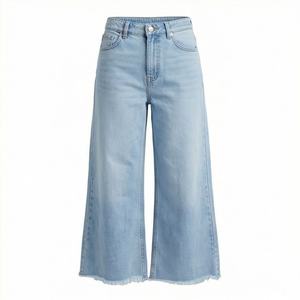 Best Quality Breathable Baggy Style Women's Denim Cargo Pants <b>Elastic</b> <b>Waist</b> Closure Summer Must Have Fashion Trendy Street Wear - Product Image 1