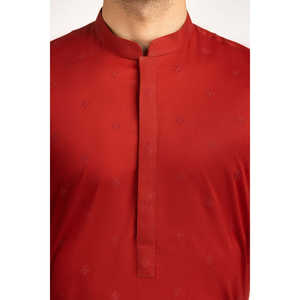 Kurta brodée rouge pour homme avec Lehenga Choli en Georgette et soie, style indien pakistanais, pour fêtes et mariages - Product Image 4