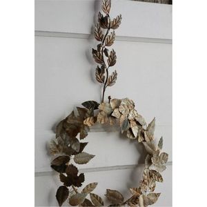 Modern <b>Metal</b> Gold Leaf <b>Wreath</b> Wall Hanging Decor Nordic Iron Leaf Garland for Christmas Wedding &Living Room Wall Art Decoration - Product Image 2