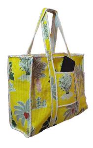 Fabricant grossiste grand sac fourre-tout en coton Designer coton épaule imprimé matelassé sac de voyage à la mode cadeau amical pour - Product Image 3