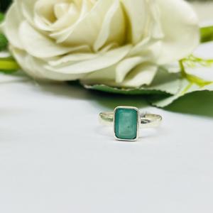 Bague en argent sterling 925 avec bague cadeau d'anniversaire en pierre précieuse vert émeraude colombien naturelle pour les fêtes - Product Image 5