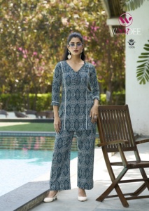 ชุดคอลเลกชั่น CO-ORD ผ้าเรยอนสีชมพูสำหรับผู้ใหญ่เสื้อผ้าพิมพ์ลายผ้าด้านบนและด้านล่างของอินเดียและปากีสถาน - Product Image 6