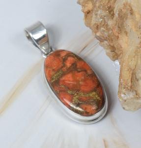 ทองแดงสีแดง Turquoise 925 เงินสเตอร์ลิงจี้ Handmade เครื่องประดับรูปไข่จี้ของขวัญวันเกิด - Product Image 4