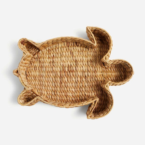 Plateau en forme de tortue animale tissé à la main plateau en jacinthe d'eau tissé à la main avec plateau de service de décoration de table naturelle - Product Image 5