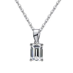Bijoux fins, pendentif en moissanite de 1 carat, couleur D, VVS1, émeraude solitaire, collier ras du cou en argent sterling 925, collier de mariage pour femmes - Product Image 1