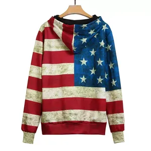 Sudadera con capucha con logotipo personalizado para mujer, prenda deportiva con estampado de bandera, a la moda, OEM - Product Image 3