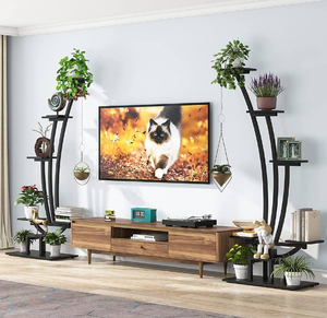 Support à plantes en métal à 5 niveaux, étagère intérieure et extérieure avec crochets suspendus, grand présentoir de jardin - Product Image 2