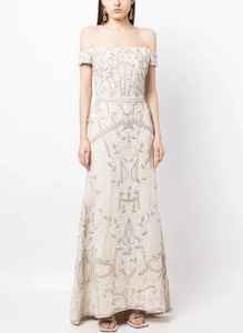 Fabricantes de ropa Mujeres fuera del hombro Cuello Cintura Maxi Longitud Vestido de fiesta personalizado para los cócteles y la ceremonia del anillo - Product Image 4