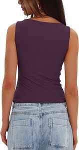 <b>Women's</b> Double Lined Breathable <b>Knitted</b> <b>Tank</b> <b>Tops</b> Boat Neck Sleeveless Fitted Regular Going Out Casual 2026 - Product Image 6