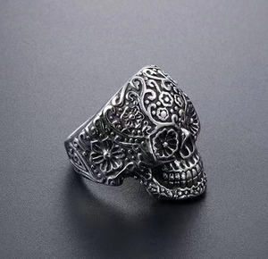 Venta al por mayor 316L de acero inoxidable Hip Hop anillo gótico vikingo titanio calavera anillo impermeable diseñador moda hombres compromiso cobre - Product Image 4