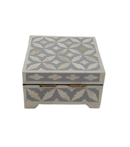 Boîte à bijoux de luxe en bois et incrustations d'os, motif floral, taille/couleur personnalisables, emballage sécurisé pour bagues et rangement de bijoux - Product Image 3