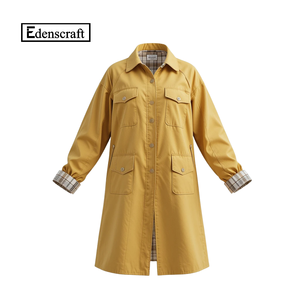 Couleur personnalisée pour femmes Standard printemps automne écologique teint confortable tous les jours col montant bouton avant rabat manteau - Product Image 5