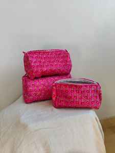 Set Of 3 Cotton Quilted Makeup <b>Bag</b> & Organizer Cotton <b>Toiletry</b> Case <b>Travel</b> <b>Bag</b> floral Print Makeup <b>Bag</b> <b>Toiletries</b> Organizer <b>Bag</b> - Product Image 2