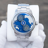 Montre automatique à remontage automatique avec logo personnalisé OEM/ODM, heures sauteuses, luxe, étanche, lumineuse, cadran émaillé, fournisseur de montres-bracelets pour hommes