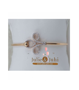 Diamond Women Kada With 18 <b>Karat</b> Gold Bracelet Designed For Women Who Appreciate Heritage Inspired Gold Jewelry Elegance - Product Image 4