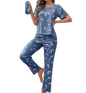 Conjunto de Pijamas para Mujer al por Mayor, de Primera Calidad, Personalizado, Nuevo, con Estampado Completo, Cómodo, 100% Algodón, Transpirable, de BD - Product Image 6