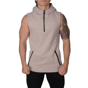 Sweat à capuche de gymnastique sans manches pour hommes pour l'entraînement musculation Streetwear séchage rapide respirant couleur unie coupe ajustée pour hommes - Product Image 4